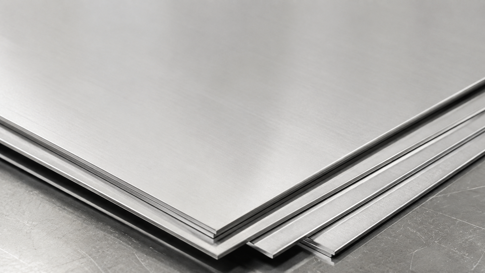 Stack of Stainless Steel 316 sheets with smooth brushed finish.