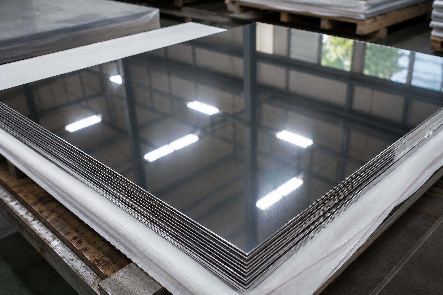 Mirror finish stainless steel sheet with high reflective surface
