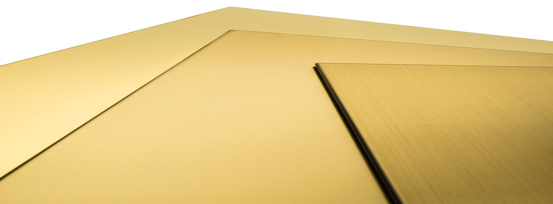 A close-up of a gold metal sheet